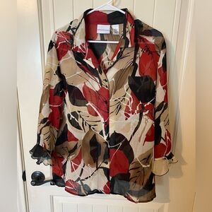 NWOT Vintage Alfred Dunner Patterned Button Down Blouse - Size 14